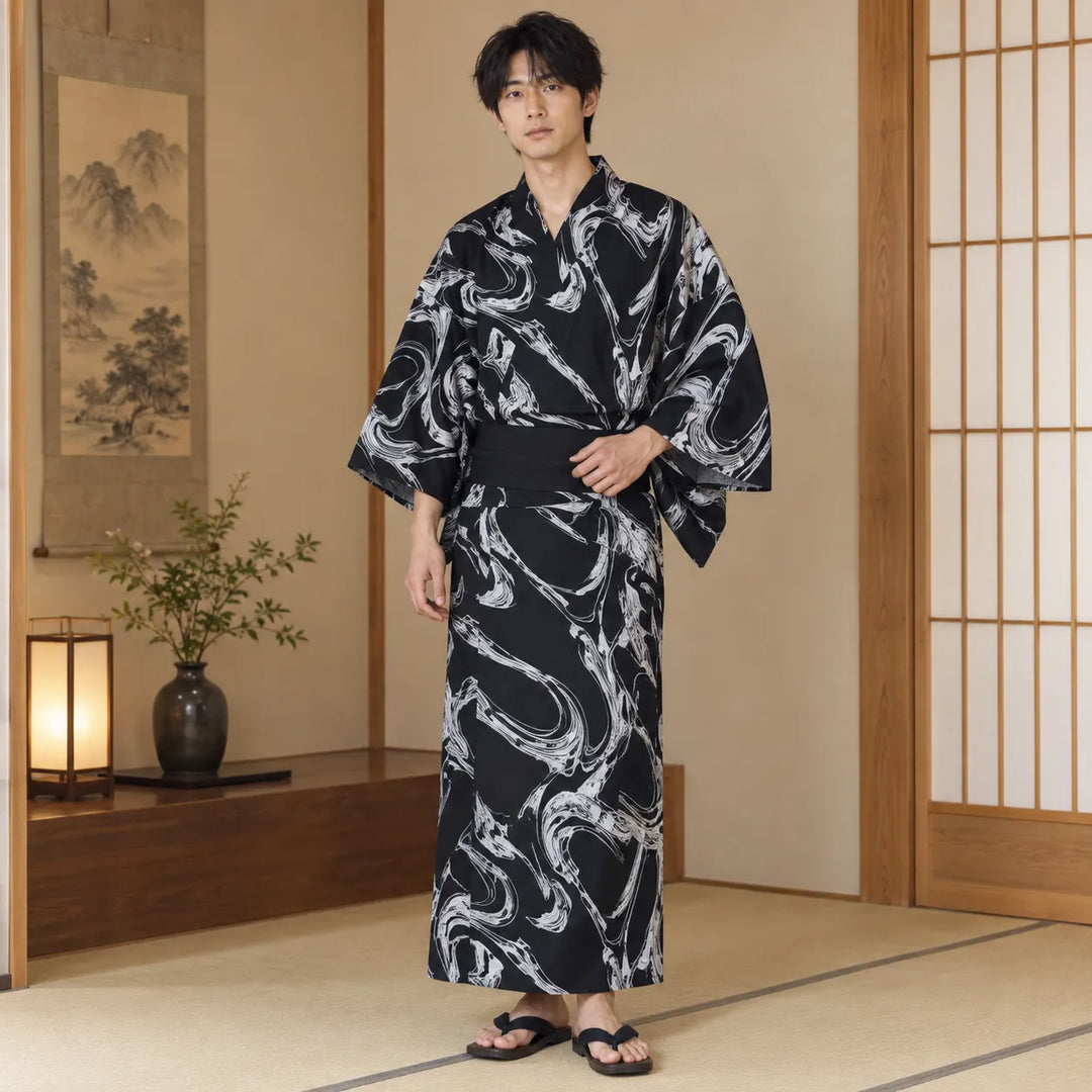 Kimono Homme Confortable avec Ceinture Elégant