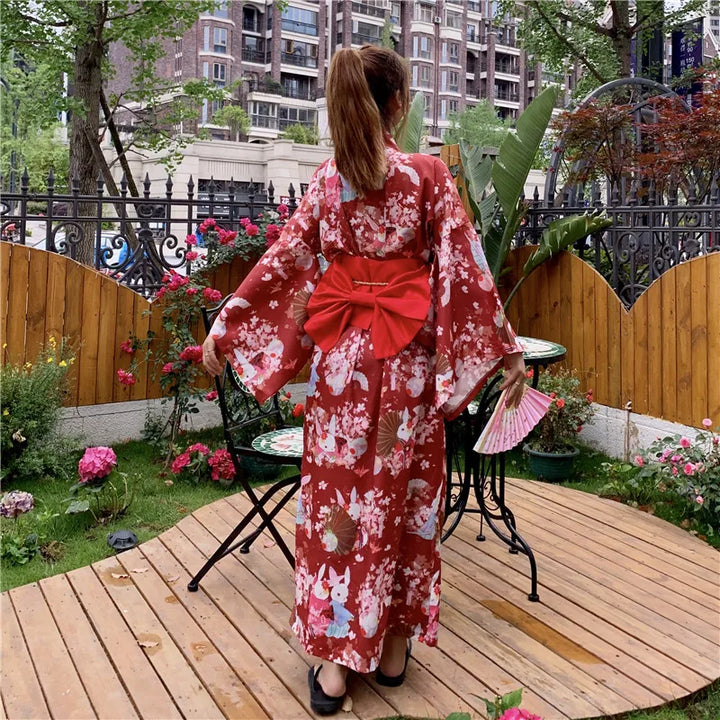 Kimono Japonais Chic Rouge Elégante