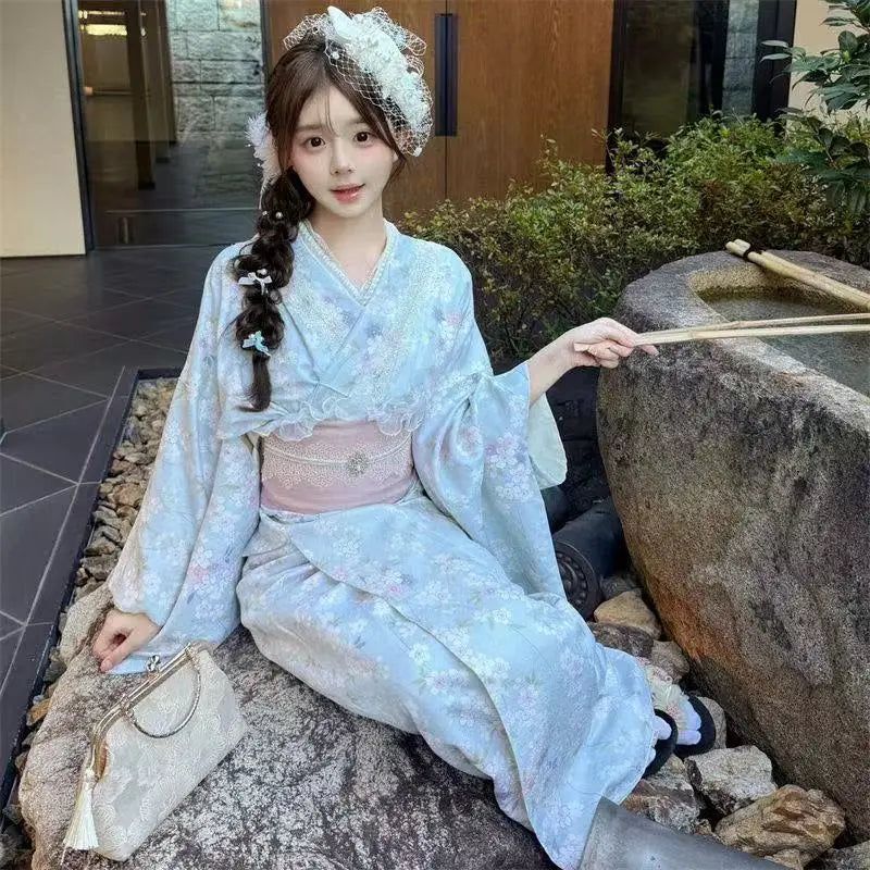 Kimono Japonais Femme Bleu Tendre