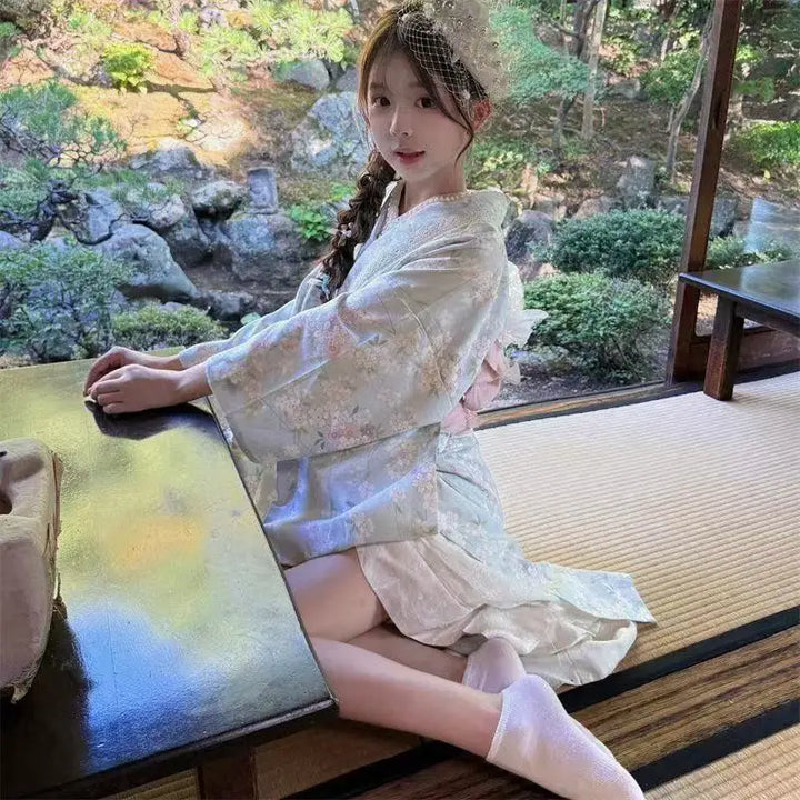 Kimono Japonais Femme Bleu Tendre Chic