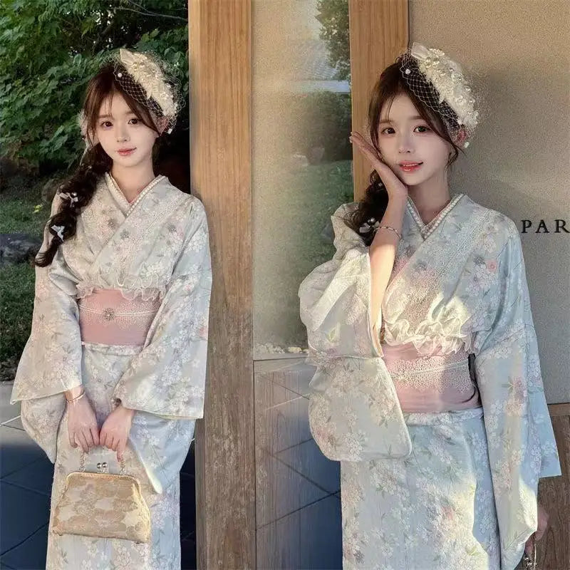 Kimono Japonais Femme Bleu Tendre Raffiné