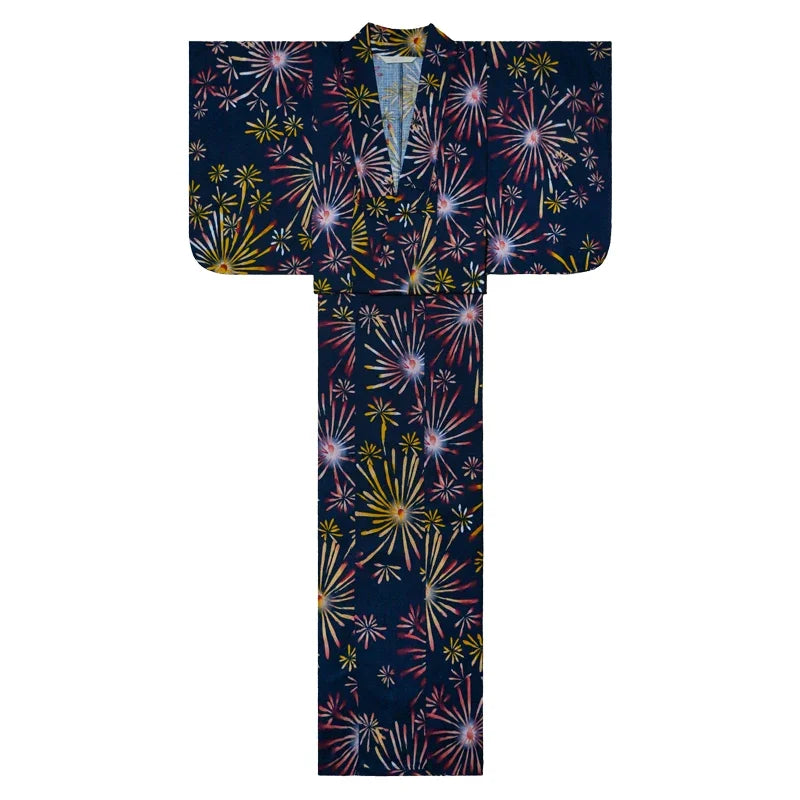 Kimono Japonais Femme Bleu en Coton Ample