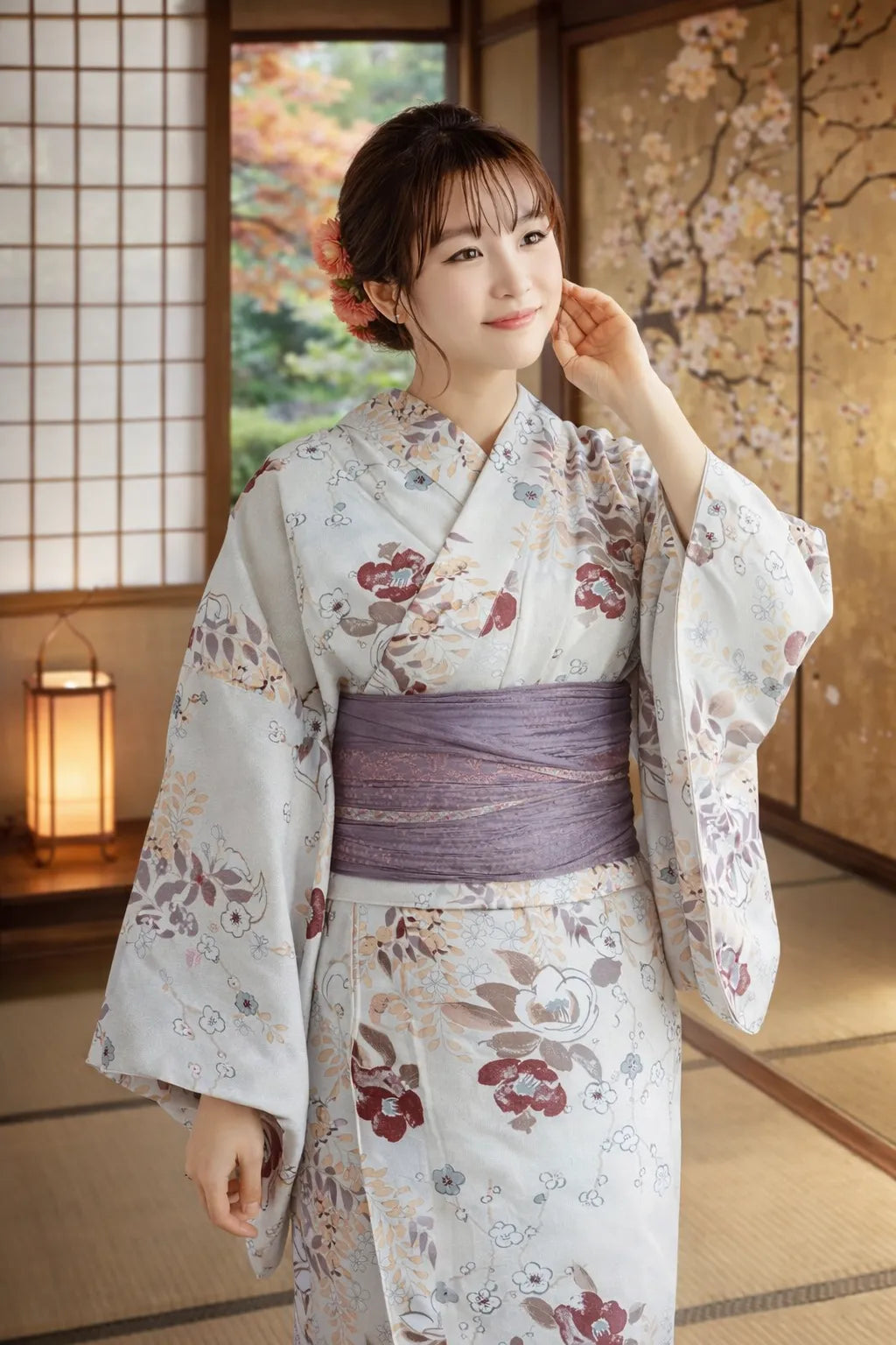 Kimono Japonais Femme Imprimé Floral Unique