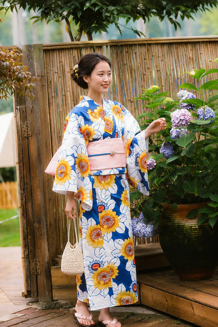 Kimono Japonais Femme Motif Tournesol