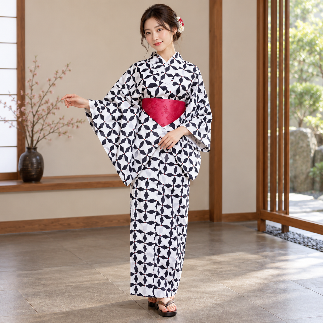 Kimono Japonais Femme Noir et Blanc