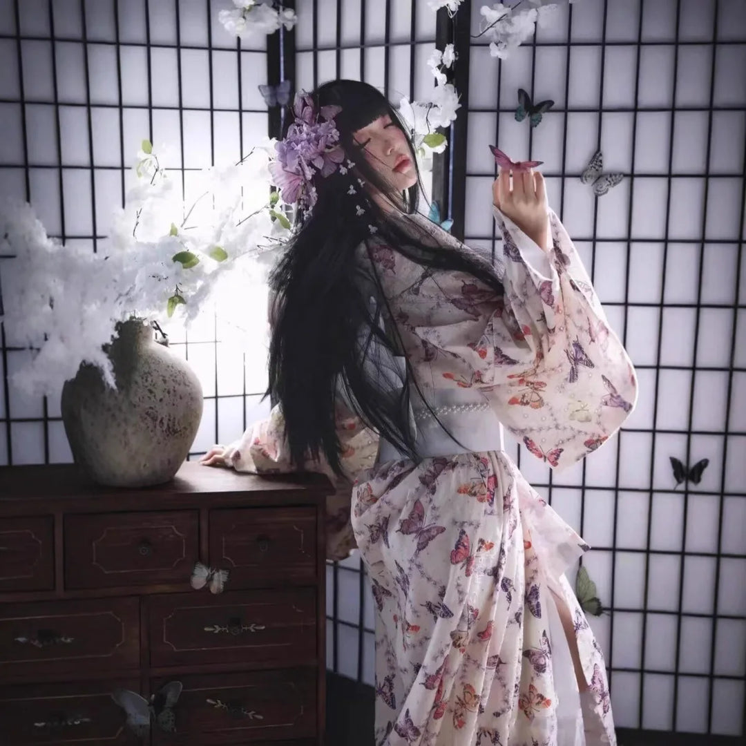 Kimono Japonais Femme Papillons