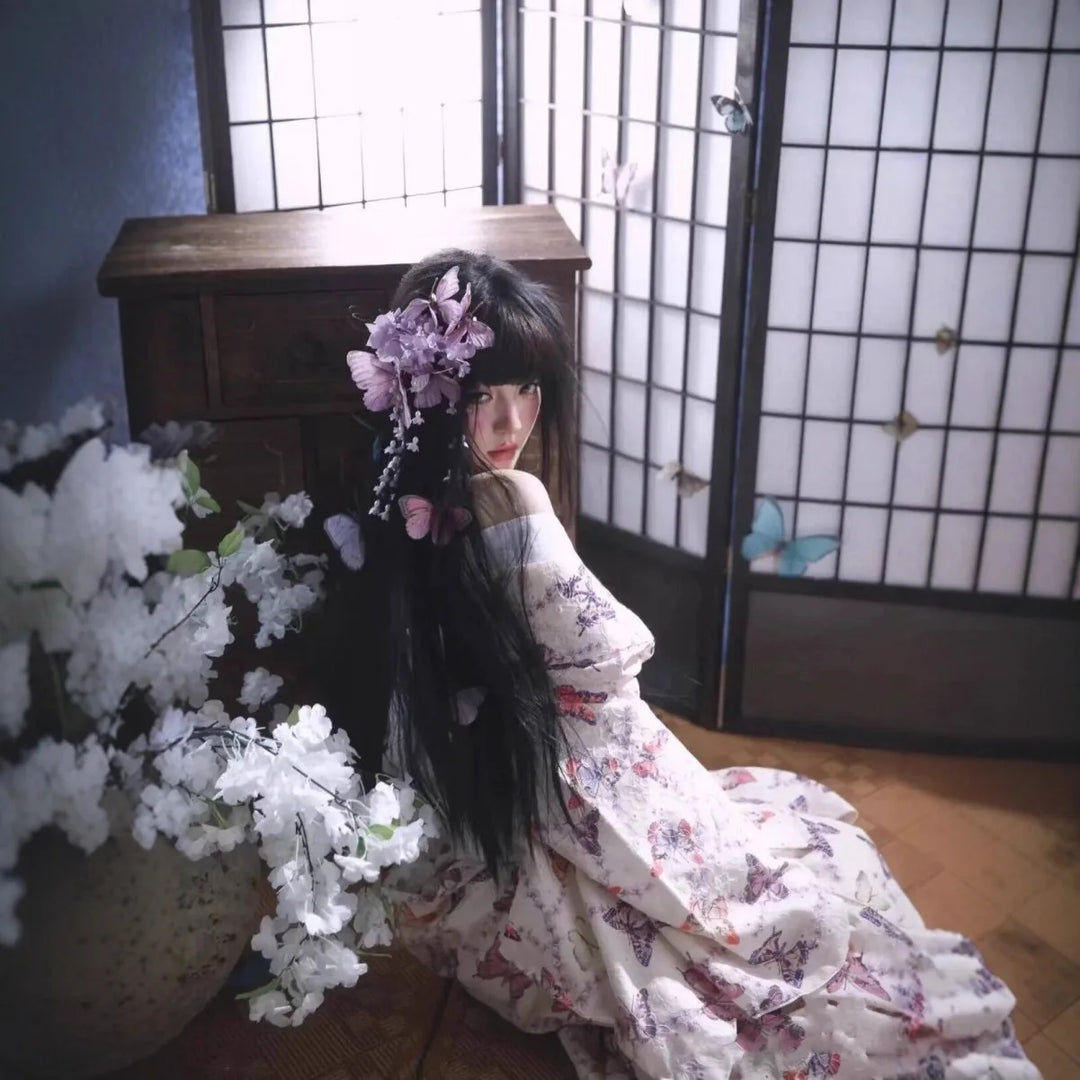 Kimono Japonais Femme Papillons Unique