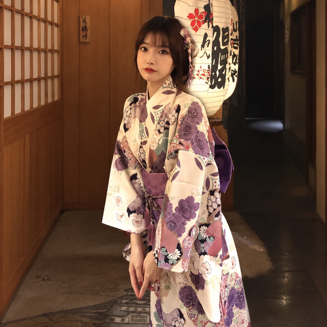 Kimono Japonais Femme Violet