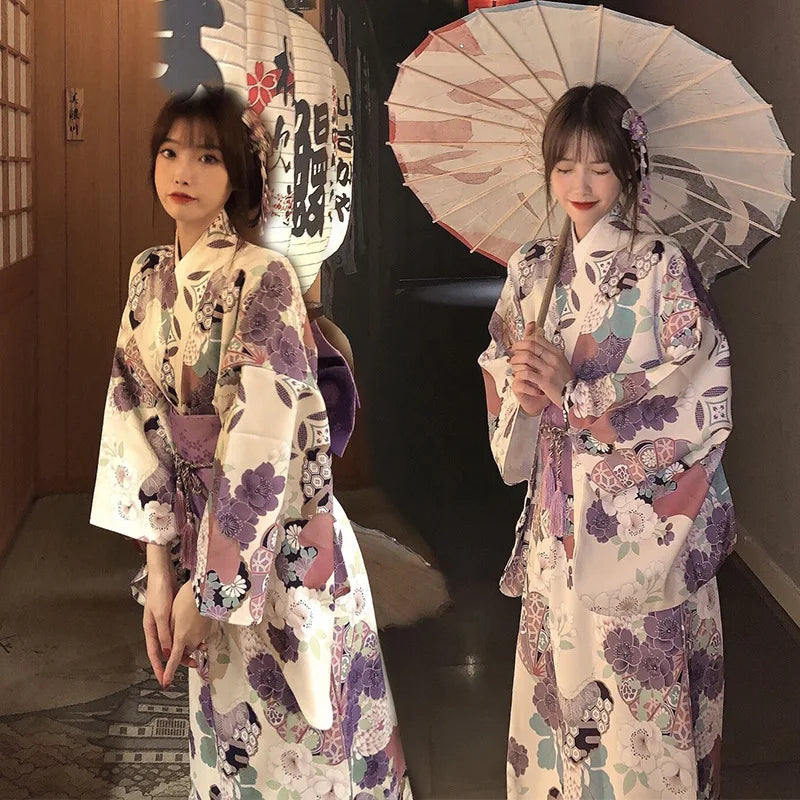 Kimono Japonais Femme Violet