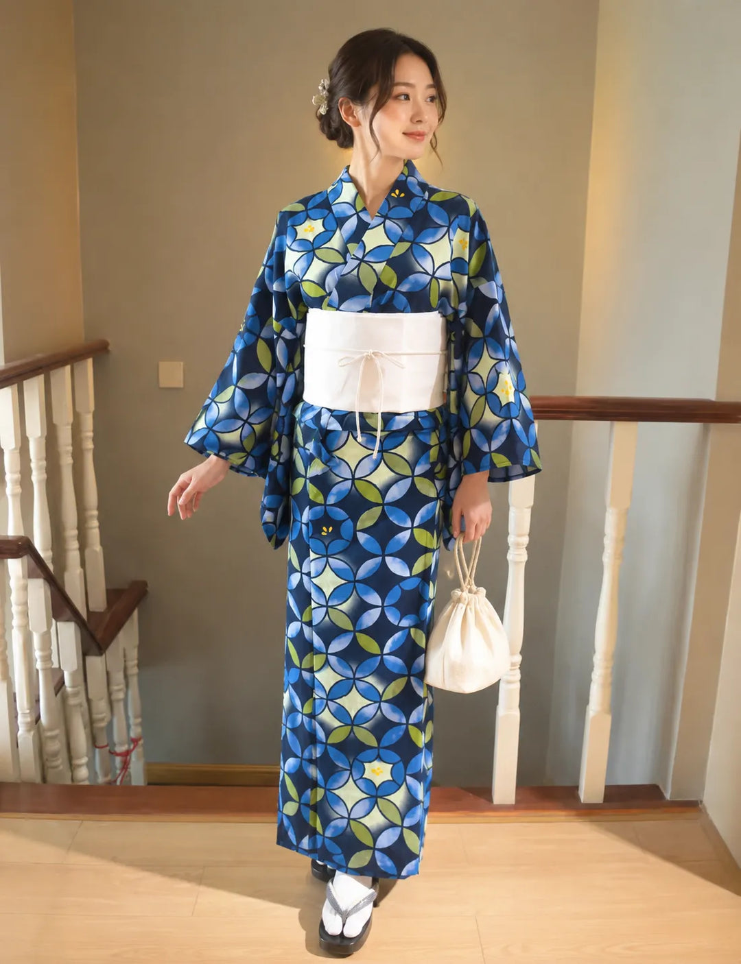 Kimono Japonais Femme à imprimé Géométrique