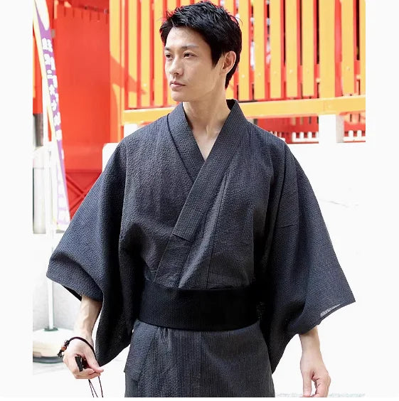 Kimono Japonais Homme Gris Minimaliste Gris