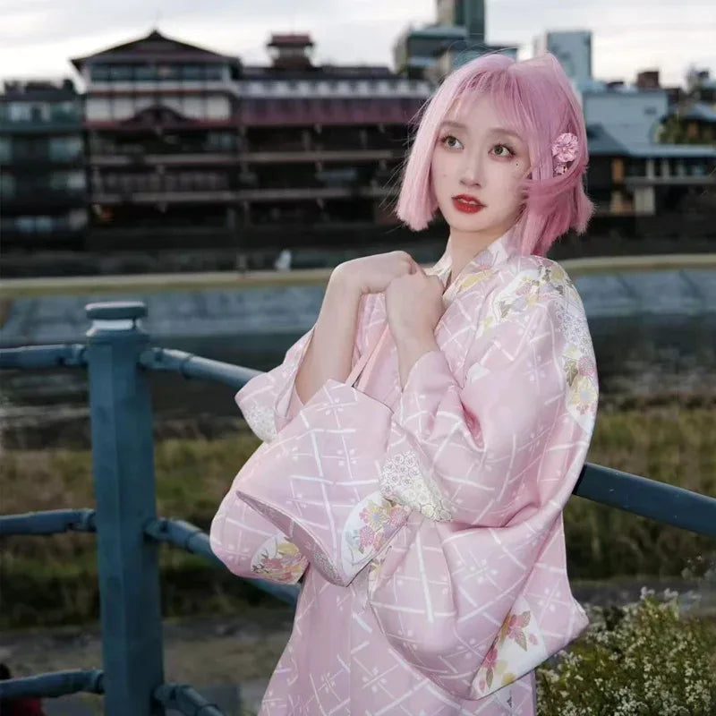 Kimono Original Japonais Rose long