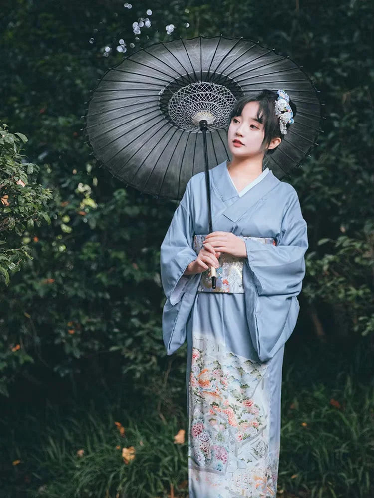 Kimono Traditionnel Femme Bleu