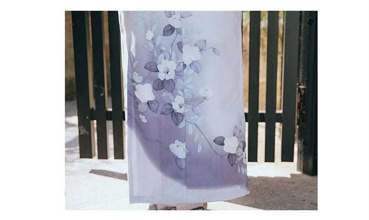 Kimono Traditionnel Femme Violet fleuri