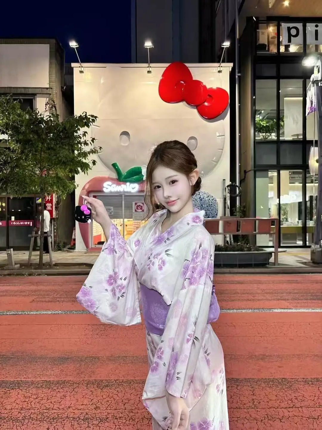 Kimono Yukata Femme Violet Fleuri