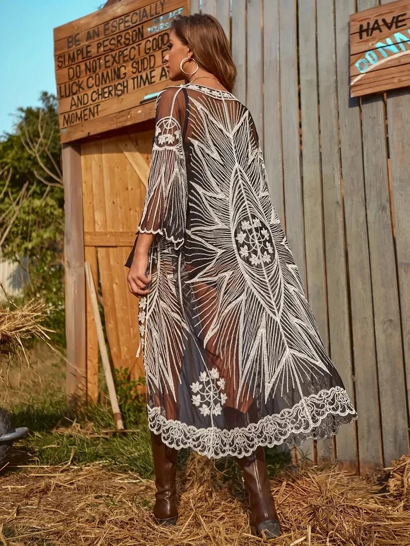Kimono de Plage Bohème Brodé Chic