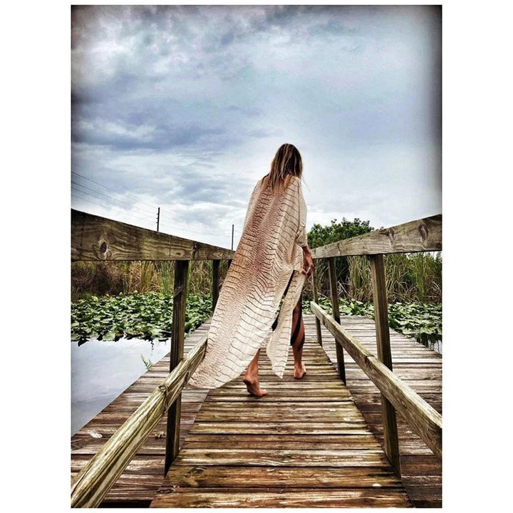 Kimono de Plage Bohème à Fente Légère