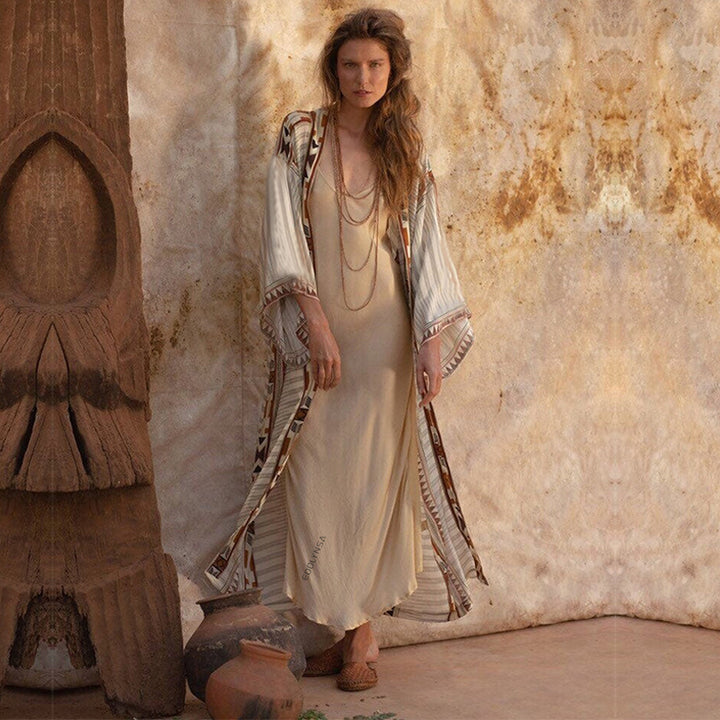 Kimono de Plage Boho à Motifs Ethniques