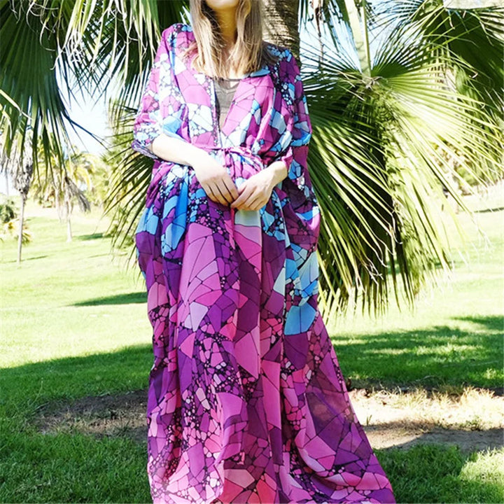 Kimono de Plage Chauve-Souris Violet Chic