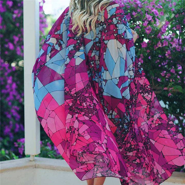 Kimono de Plage Chauve-Souris Violet Unique