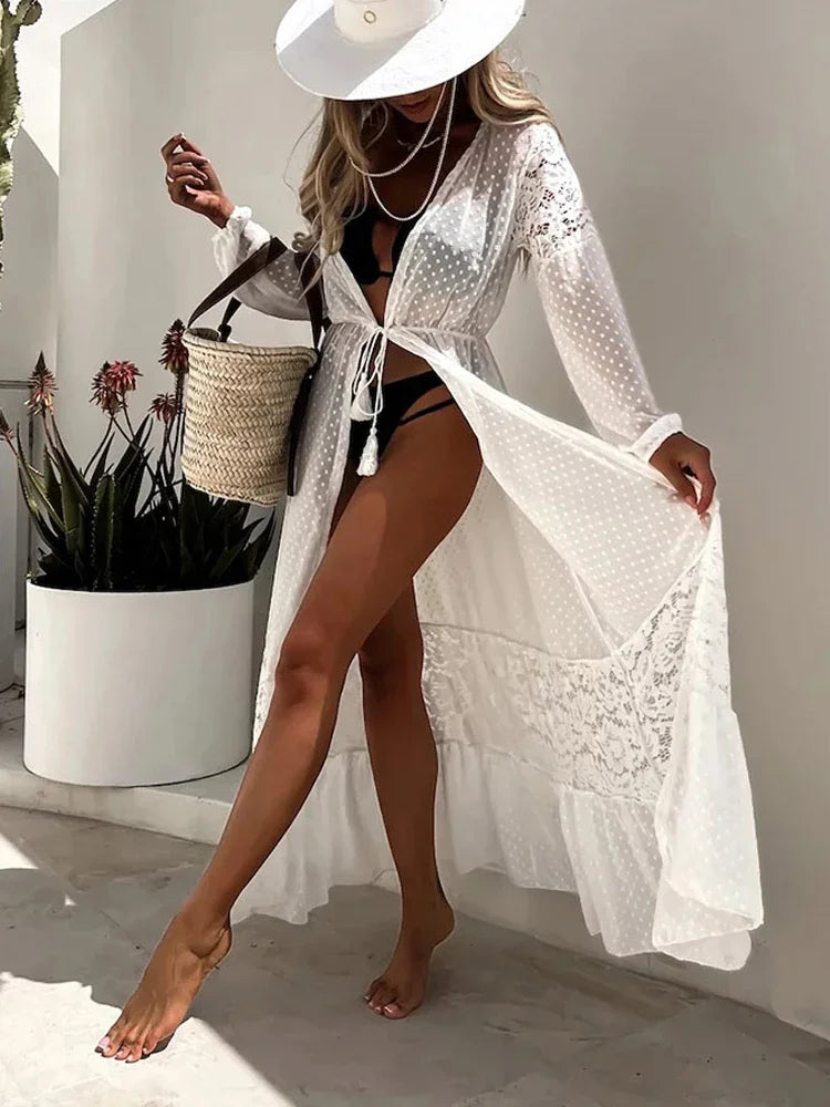 Kimono de Plage Léger Chic Blanc