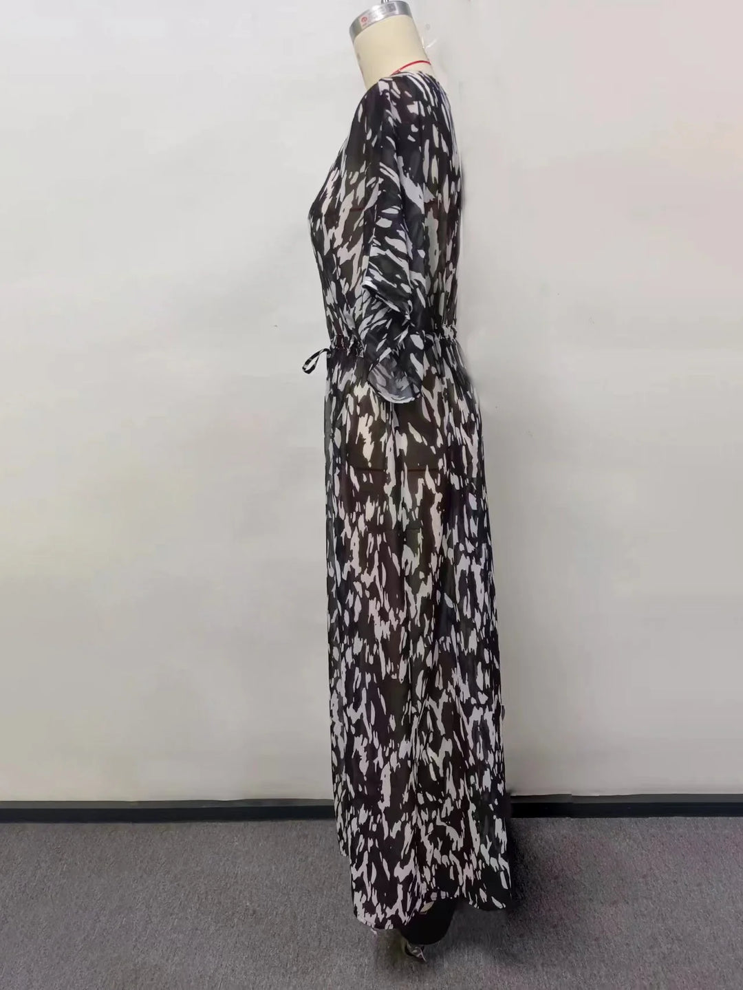 Kimono de Plage Léopard Noir et Blanc Confort