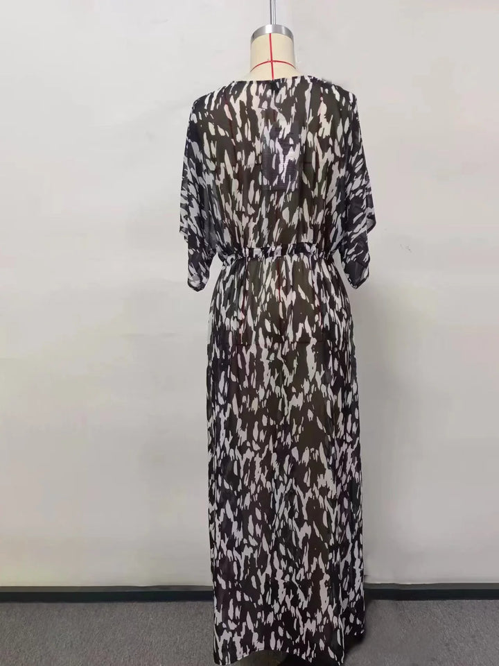 Kimono de Plage Léopard Noir et Blanc Légère