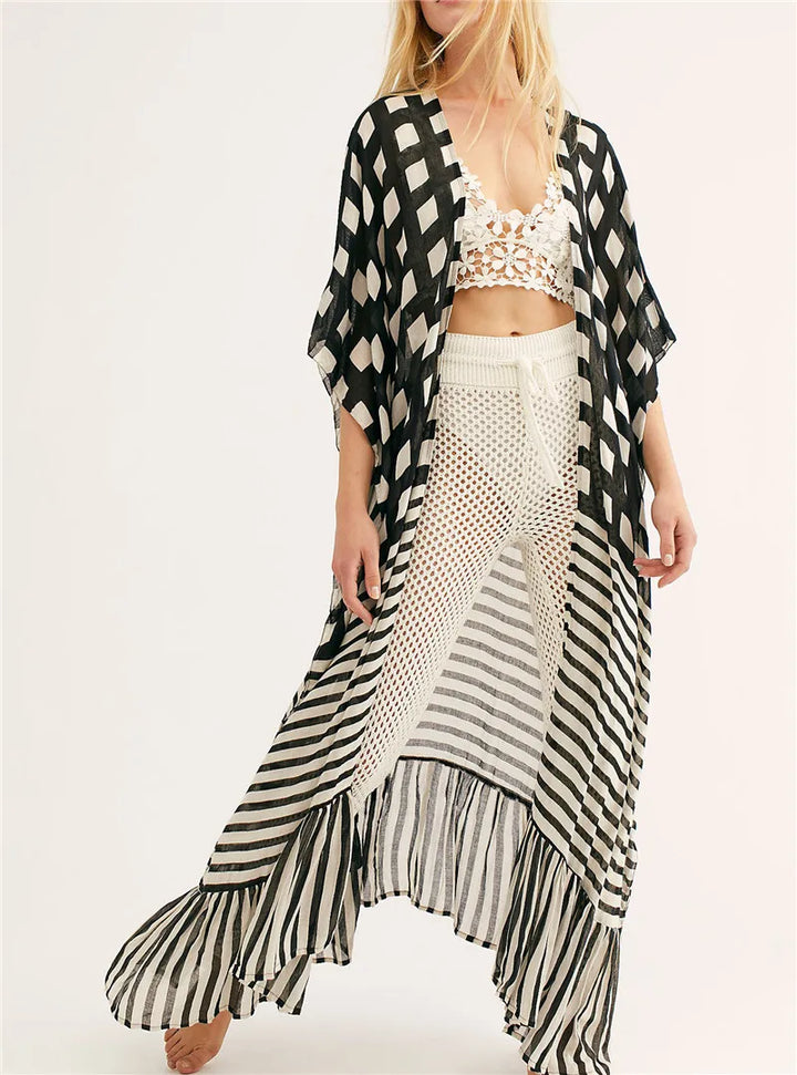 Kimono de Plage à Motifs Géométriques