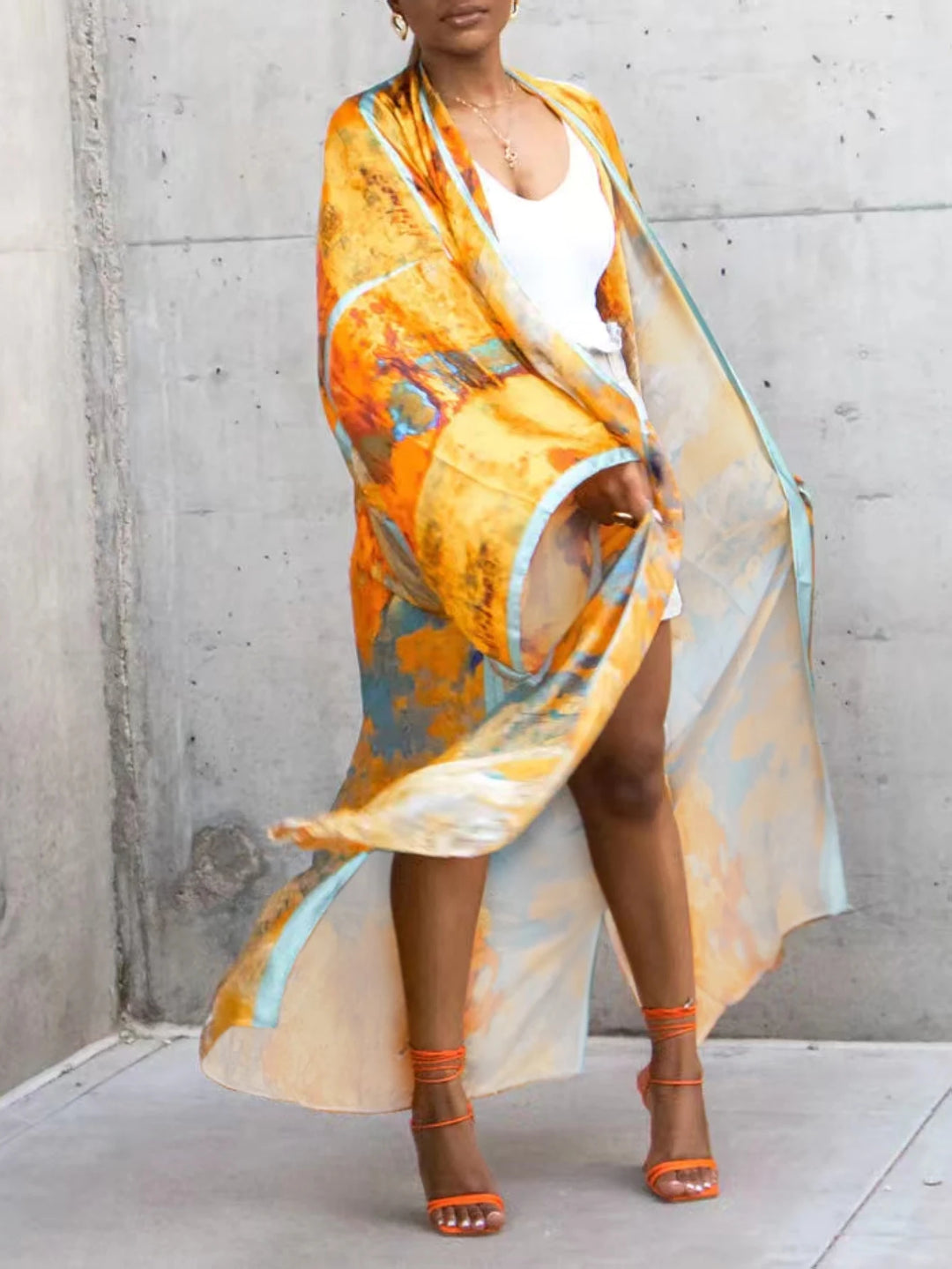 Kimono de Plage Orange Ample Original