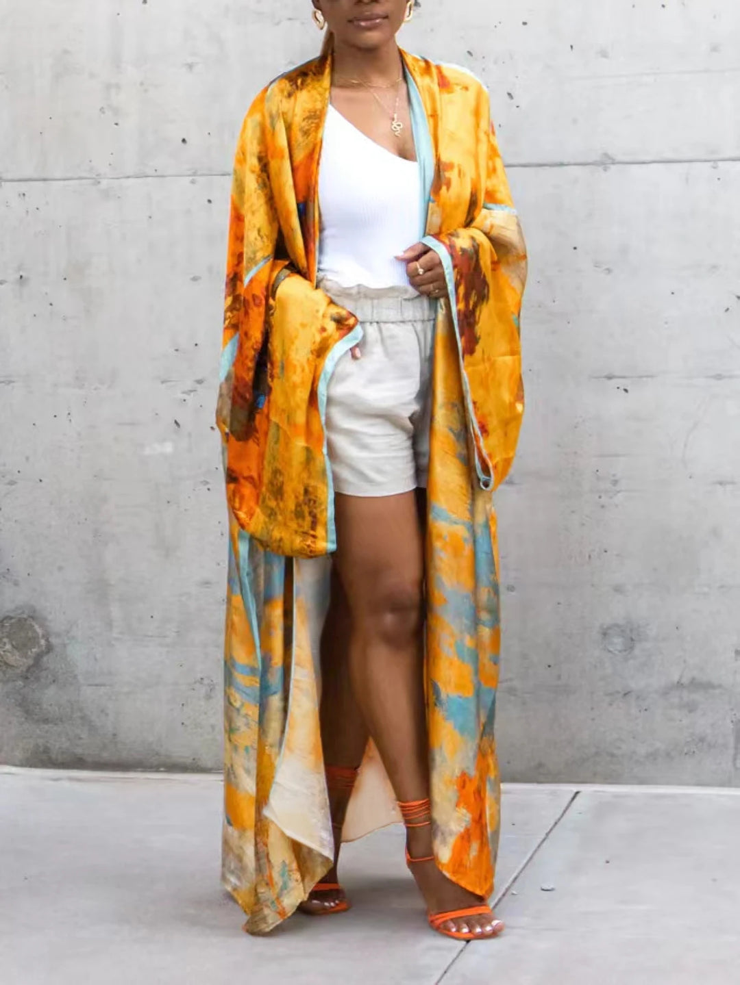 Kimono de Plage Orange Ample Unique