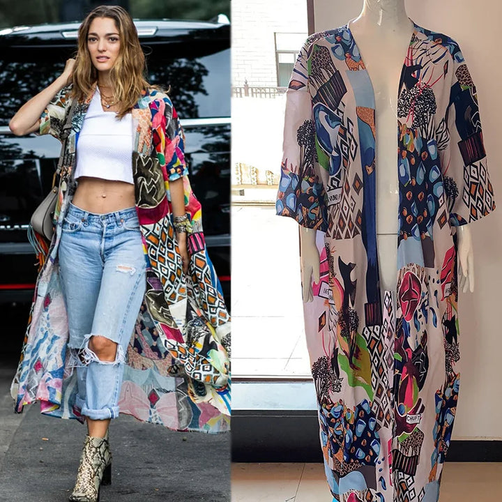 Kimono de Plage Stylé Coloré Unique