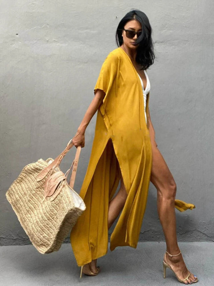 Kimono de Plage Uni Fluide Confortable