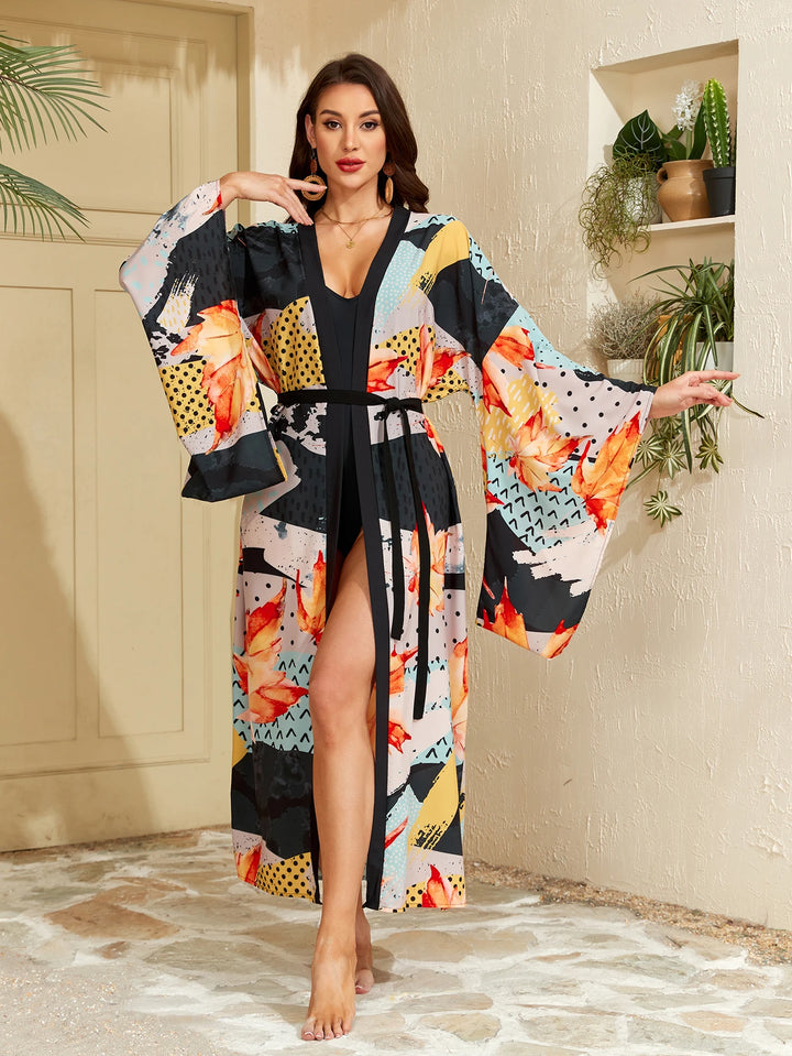 Kimono de Plage d’Eté Noir Chic Unique