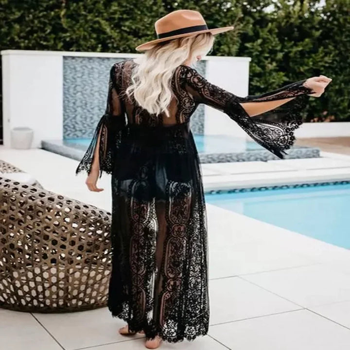 Kimono de Plage en Dentelles à Manches Evasées Unique