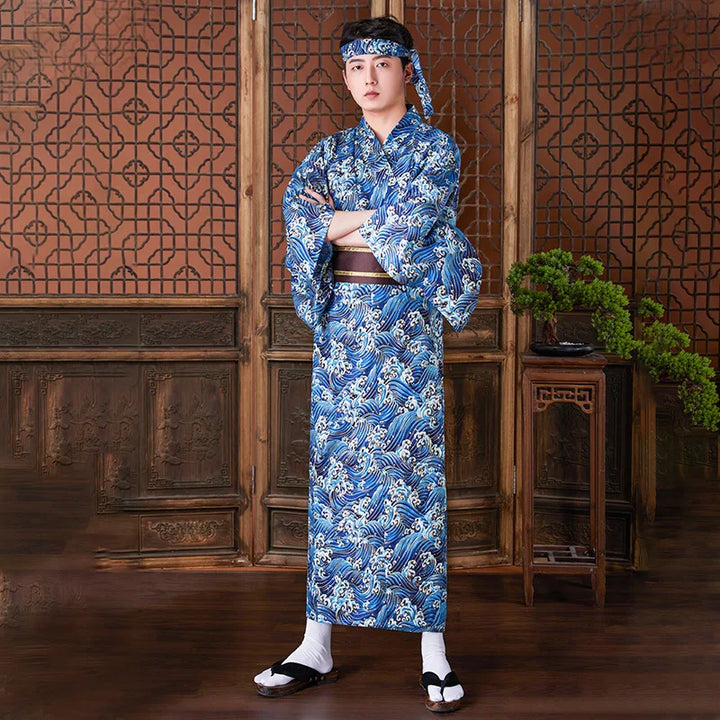 Kimono traditionnel homme Kanagawa stylé