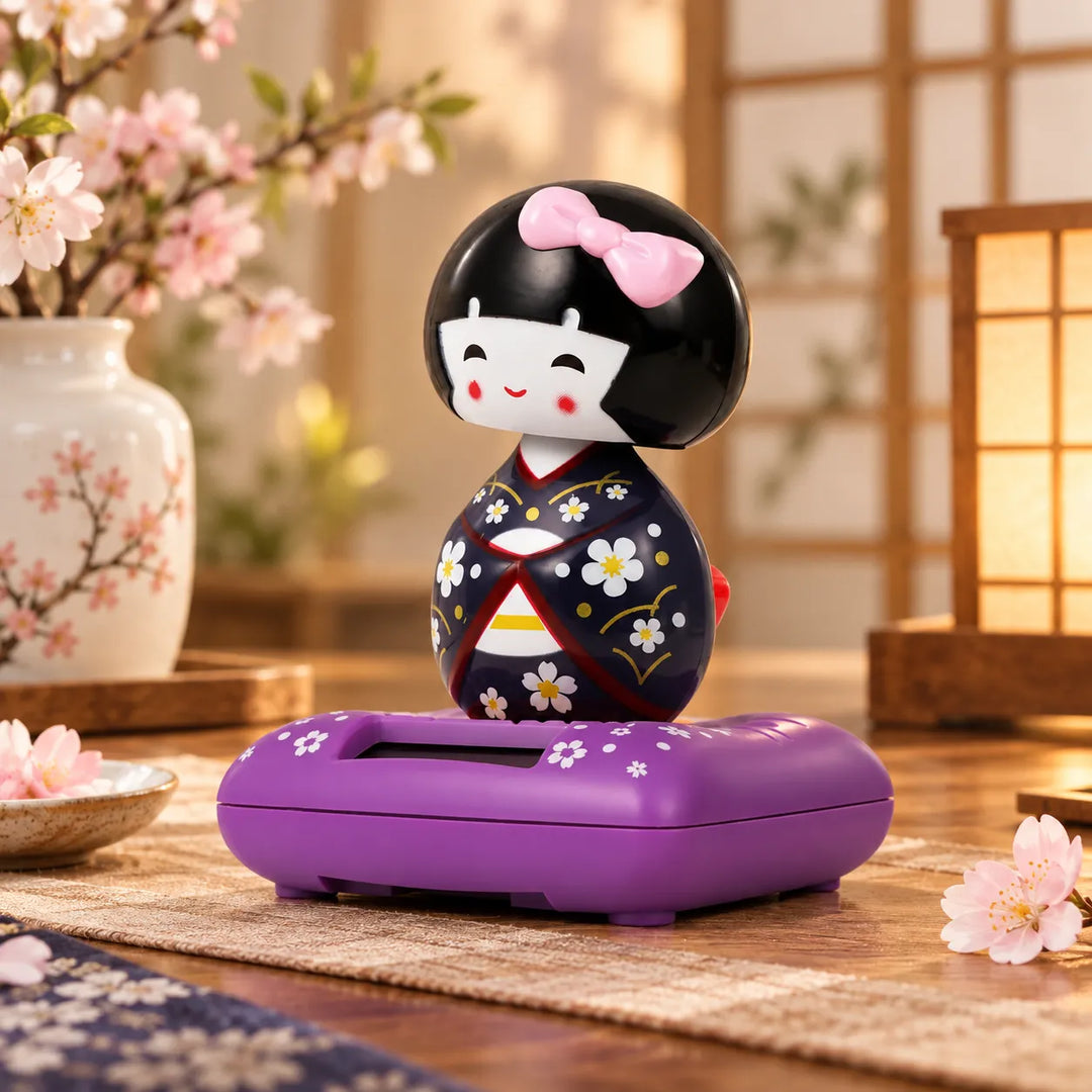 Kokeshi Figurine à énergie solaire Kawai