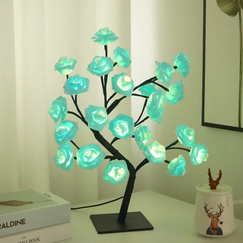 Lampe Japonaise Roses Bleu