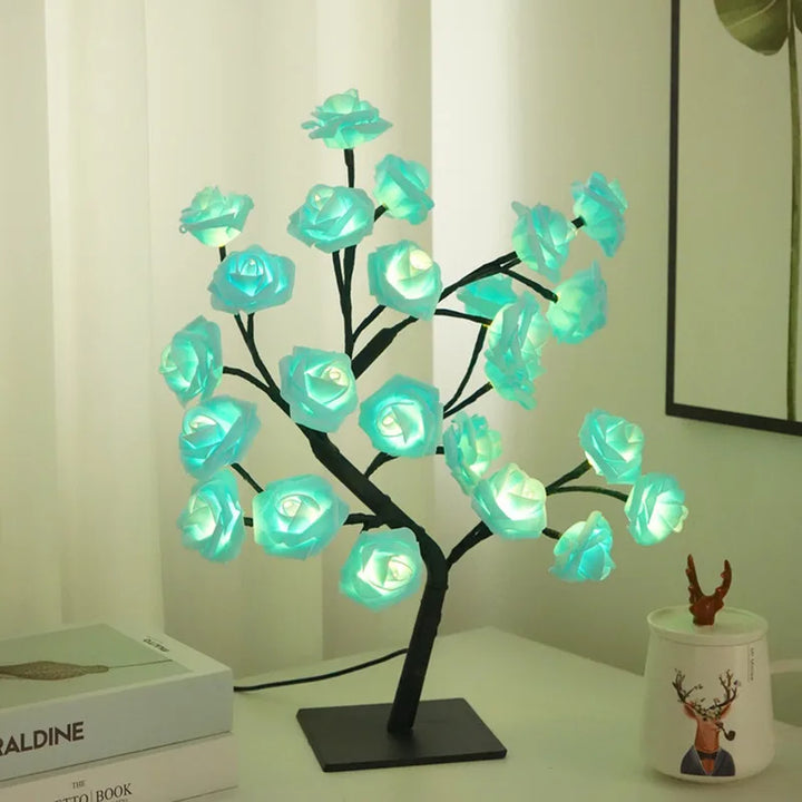 Lampe Japonaise Roses Bleu