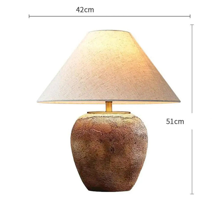 Lampe Japonaise en Céramique et Tissu Rustique