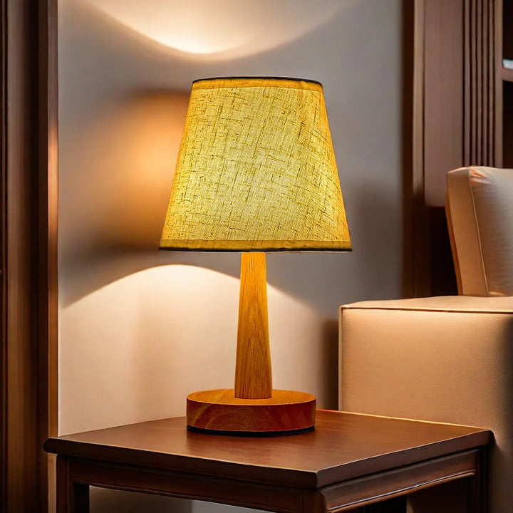 Lampe de Table Japonaise en Tissu Raffinée Marron