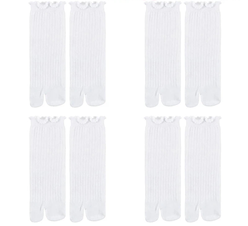 Lot de Chaussettes Japonaises à Bord Festonné Blanc