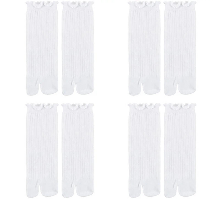 Lot de Chaussettes Japonaises à Bord Festonné Blanc