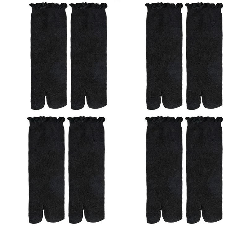 Lot de Chaussettes Japonaises à Bord Festonné Noir