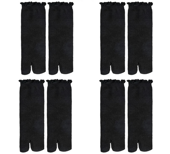 Lot de Chaussettes Japonaises à Bord Festonné Noir