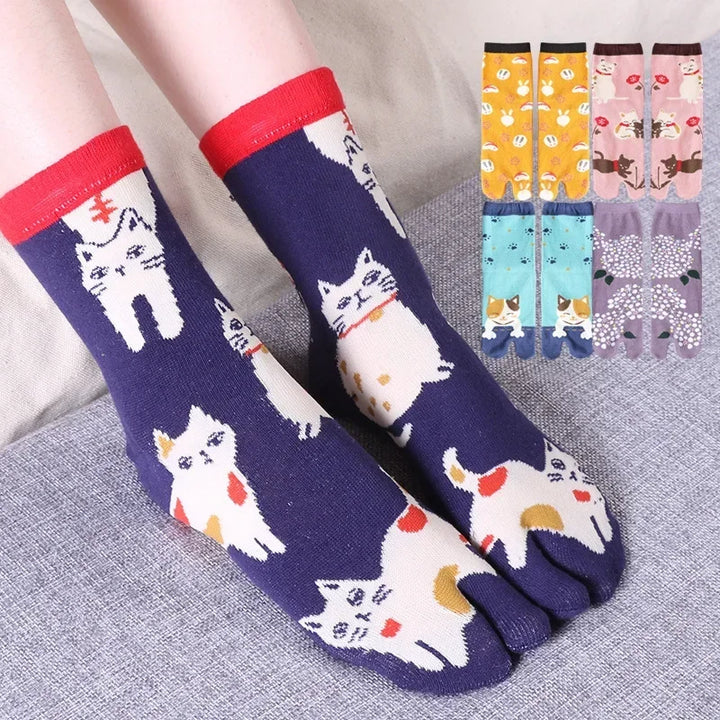 Lot de Chaussettes Japonaises Fantaisie Bleu