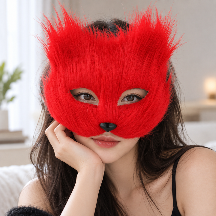Masque Japonais Renard à Fourrure Rouge