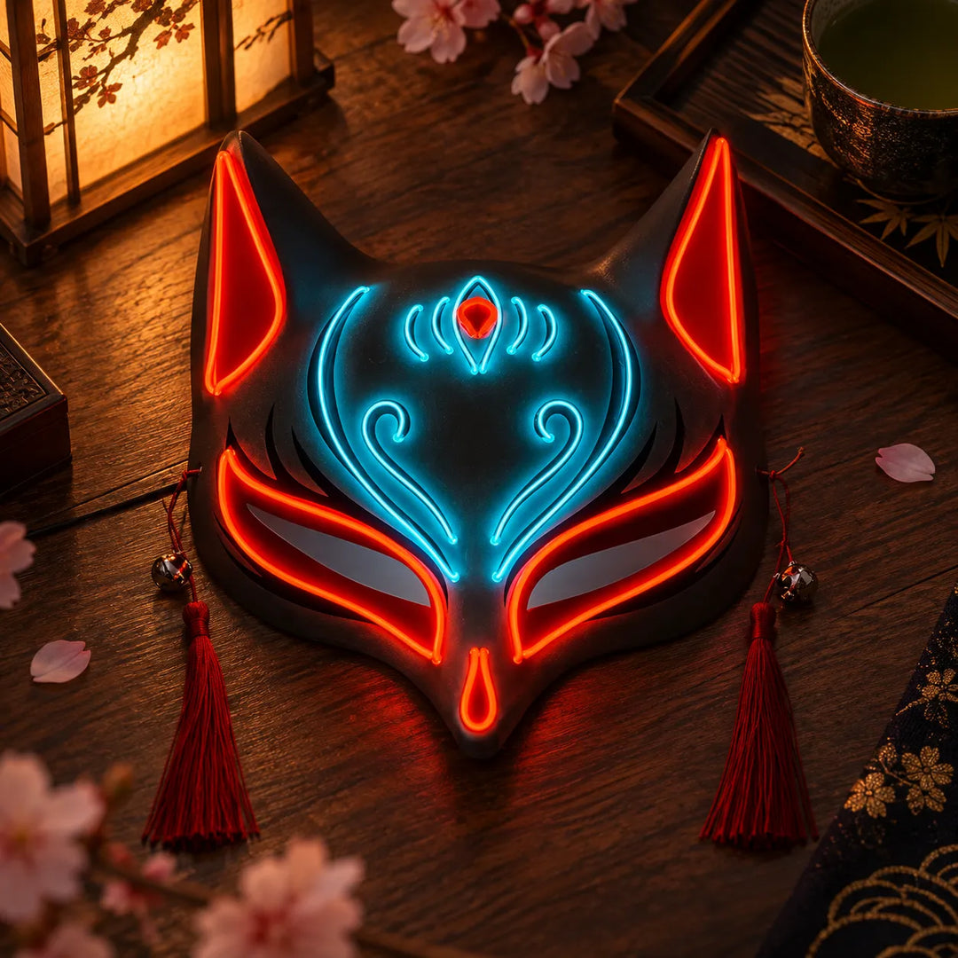 Masque Japonais Renard Néon LED