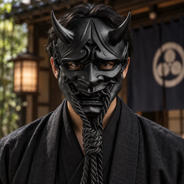 Masque japonais noir Réaliste