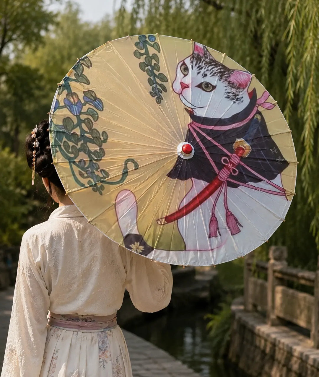 Ombrelle Chat Samouraï Unique