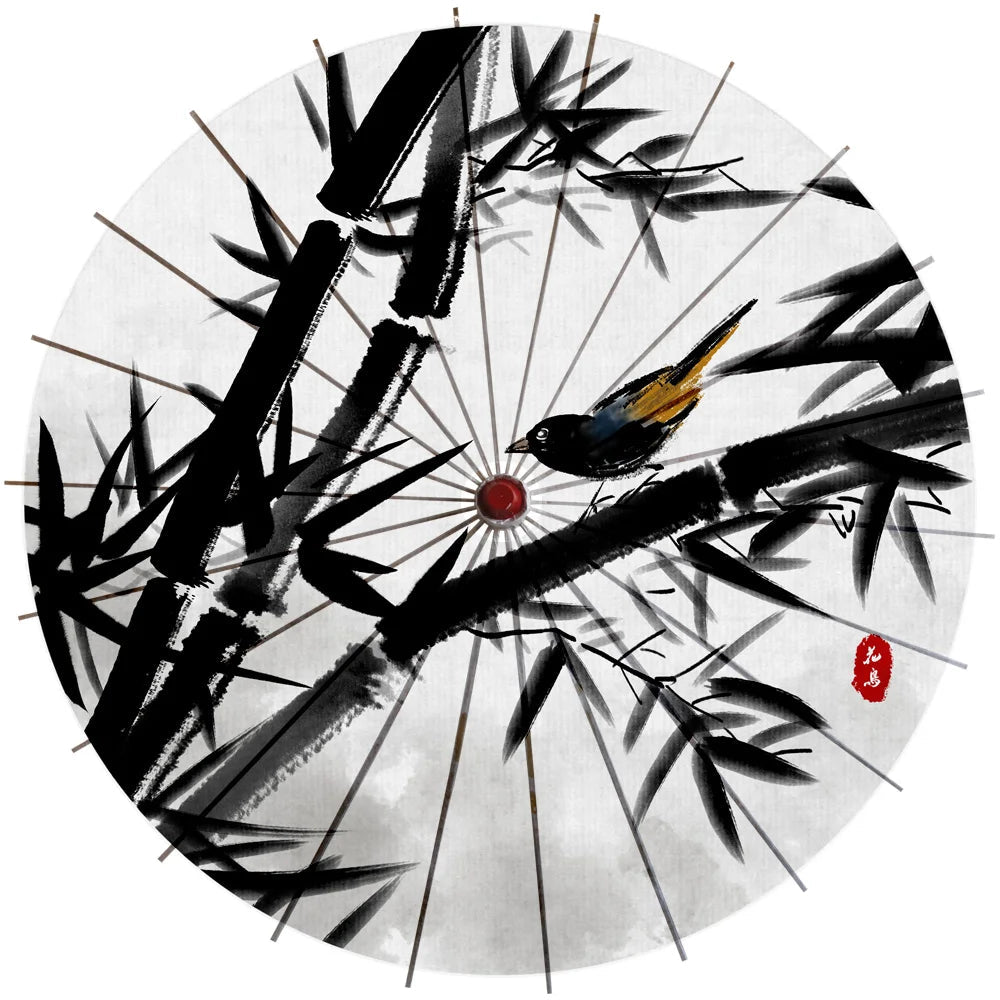 Ombrelle Japonaise Bambou Noir et Blanc